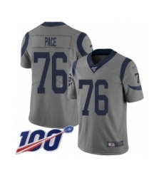 Youth Los Angeles Rams #76 Orlando Pace Limited Gray Inverted Legend 100th Season Football Jersey