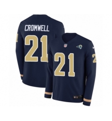Men's Nike Los Angeles Rams #21 Nolan Cromwell Limited Navy Blue Therma Long Sleeve NFL Jersey