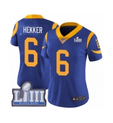 Women's Nike Los Angeles Rams #6 Johnny Hekker Royal Blue Alternate Vapor Untouchable Limited Player Super Bowl LIII Bound NFL Jersey