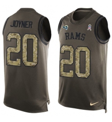 Men's Nike Los Angeles Rams #20 Lamarcus Joyner Limited Green Salute to Service Tank Top NFL Jersey