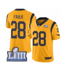 Youth Nike Los Angeles Rams #28 Marshall Faulk Limited Gold Rush Vapor Untouchable Super Bowl LIII Bound NFL Jersey
