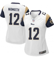 Women's Nike Los Angeles Rams #12 Joe Namath Game White NFL Jersey