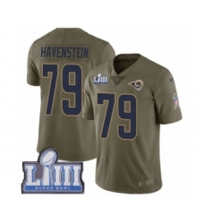 Men's Nike Los Angeles Rams #79 Rob Havenstein Limited Olive 2017 Salute to Service Super Bowl LIII Bound NFL Jersey