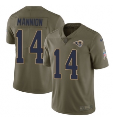 Youth Nike Los Angeles Rams #14 Sean Mannion Limited Olive 2017 Salute to Service NFL Jersey