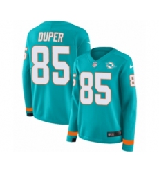 Women's Nike Miami Dolphins #85 Mark Duper Limited Aqua Therma Long Sleeve NFL Jersey