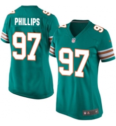 Women's Nike Miami Dolphins #97 Jordan Phillips Game Aqua Green Alternate NFL Jersey