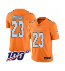 Men's Miami Dolphins #23 Cordrea Tankersley Limited Orange Rush Vapor Untouchable 100th Season Football Jersey