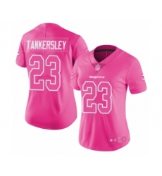 Women's Miami Dolphins #23 Cordrea Tankersley Limited Pink Rush Fashion Football Jersey