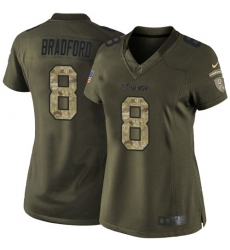 Women's Nike Minnesota Vikings #8 Sam Bradford Elite Green Salute to Service NFL Jersey