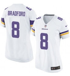 Women's Nike Minnesota Vikings #8 Sam Bradford Game White NFL Jersey