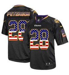 Men's Nike Minnesota Vikings #28 Adrian Peterson Elite Black USA Flag Fashion NFL Jersey