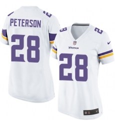 Women's Nike Minnesota Vikings #28 Adrian Peterson Game White NFL Jersey