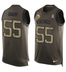 Men's Nike Minnesota Vikings #55 Anthony Barr Limited Green Salute to Service Tank Top NFL Jersey