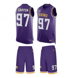 Men's Nike Minnesota Vikings #97 Everson Griffen Limited Purple Tank Top Suit NFL Jersey