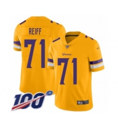 Youth Minnesota Vikings #71 Riley Reiff Limited Gold Inverted Legend 100th Season Football Jersey