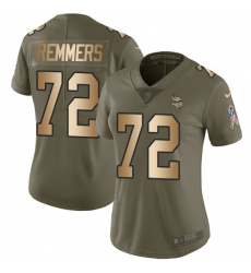 Women's Nike Minnesota Vikings #72 Mike Remmers Limited Olive/Gold 2017 Salute to Service NFL Jersey