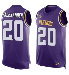 Men's Nike Minnesota Vikings #20 Mackensie Alexander Limited Purple Player Name & Number Tank Top NFL Jersey