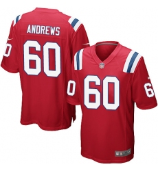 Men's Nike New England Patriots #60 David Andrews Game Red Alternate NFL Jersey