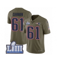 Men's Nike New England Patriots #61 Marcus Cannon Limited Olive 2017 Salute to Service Super Bowl LIII Bound NFL Jersey