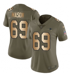 Women's Nike New England Patriots #69 Shaq Mason Limited Olive/Gold 2017 Salute to Service NFL Jersey