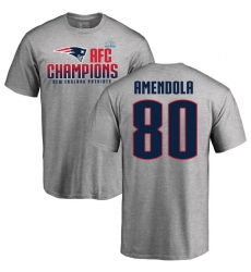 Nike New England Patriots #80 Danny Amendola Heather Gray 2017 AFC Champions V-Neck T-Shirt