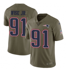 Youth Nike New England Patriots #91 Deatrich Wise Jr Limited Olive 2017 Salute to Service NFL Jersey