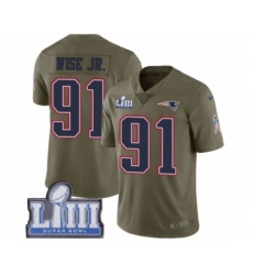 Youth Nike New England Patriots #91 Deatrich Wise Jr Limited Olive 2017 Salute to Service Super Bowl LIII Bound NFL Jersey