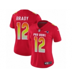 Women's Nike New England Patriots #12 Tom Brady Limited Red AFC 2019 Pro Bowl NFL Jersey