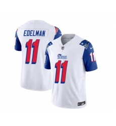 Men's Nike New England Patriots #11 Julian Edelman White Blue 2023 F.U.S.E. Vapor Limited Football Stitched Jersey