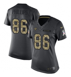 Women's Nike New Orleans Saints #86 John Phillips Limited Black 2016 Salute to Service NFL Jersey