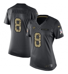 Women's Nike New Orleans Saints #8 Archie Manning Limited Black 2016 Salute to Service NFL Jersey