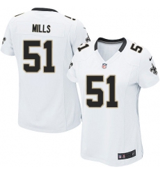 Women's Nike New Orleans Saints #51 Sam Mills Game White NFL Jersey