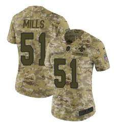 Women's Nike New Orleans Saints #51 Sam Mills Limited Camo 2018 Salute to Service NFL Jersey