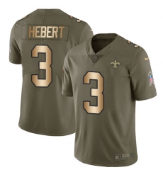 Youth Nike New Orleans Saints #3 Bobby Hebert Limited Olive/Gold 2017 Salute to Service NFL Jersey