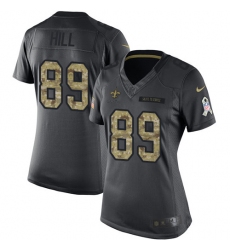 Women's Nike New Orleans Saints #89 Josh Hill Limited Black 2016 Salute to Service NFL Jersey