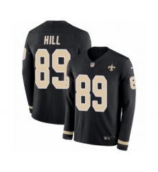 Youth Nike New Orleans Saints #89 Josh Hill Limited Black Therma Long Sleeve NFL Jersey