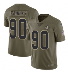 Men's Nike New Orleans Saints #90 Nick Fairley Limited Olive 2017 Salute to Service NFL Jersey