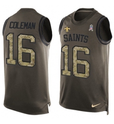 Men's Nike New Orleans Saints #16 Brandon Coleman Limited Green Salute to Service Tank Top NFL Jersey