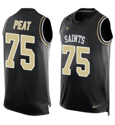 Men's Nike New Orleans Saints #75 Andrus Peat Limited Black Player Name & Number Tank Top NFL Jersey