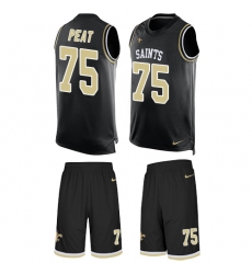 Men's Nike New Orleans Saints #75 Andrus Peat Limited Black Tank Top Suit NFL Jersey