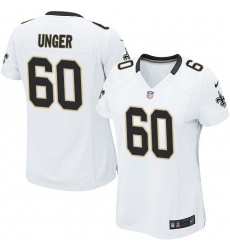 Women's Nike New Orleans Saints #60 Max Unger Game White NFL Jersey