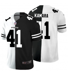 Men's New Orleans Saints #41 Alvin Kamara Black White Limited Split Fashion Football Jersey Men's New Orleans Saints #41 Alvin Kamara Black White Limited Split Fashion Football Jersey