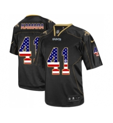 Men's New Orleans Saints #41 Alvin Kamara Elite Black USA Flag Fashion Football Jersey Men's New Orleans Saints #41 Alvin Kamara Elite Black USA Flag Fashion Football Jersey