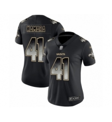 Women's New Orleans Saints #41 Alvin Kamara Limited Black Smoke Fashion Football Jersey