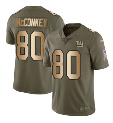 Men's Nike New York Giants #80 Phil McConkey Limited Olive/Gold 2017 Salute to Service NFL Jersey