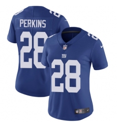 Women's Nike New York Giants #28 Paul Perkins Elite Royal Blue Team Color NFL Jersey