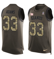 Men's Nike New York Giants #33 Andrew Adams Limited Green Salute to Service Tank Top NFL Jersey