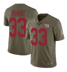 Men's Nike New York Giants #33 Andrew Adams Limited Olive 2017 Salute to Service NFL Jersey