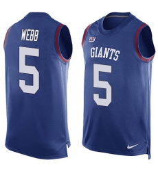 Men's Nike New York Giants #5 Davis Webb Limited Royal Blue Player Name & Number Tank Top NFL Jersey