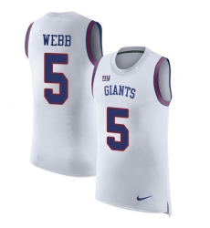 Men's Nike New York Giants #5 Davis Webb Limited White Rush Player Name & Number Tank Top NFL Jersey